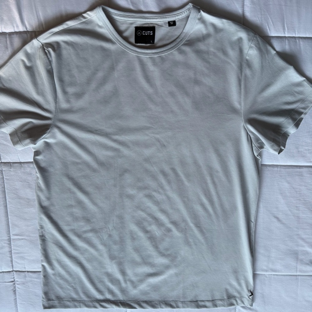 Cuts Clothing Men’s Large Crewneck T-Shirt in Light Blue/Gray